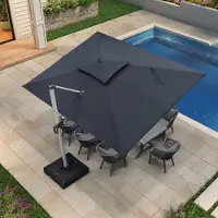 PURPLE LEAF Rechthoek Parasol – Dubbel Top – 360 °Graden Rotatie – UV werend doek– Windbestendige Zweefparasol