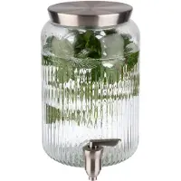 Assheuer & Pott 10818 Drankautomaat, 3,8 liter, glazen reservoir, roestvrijstalen kraan, Ø 16 cm, hoogte 25 cm, Drankautomaat, Transparant, Zilver