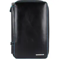 Piquadro Blauw vierkant reisetui leer 14 cm zwart