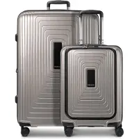 Redolz Essentials 14 4-wiel kofferset 2 stuks laptopvak met rekbare vouw grijs