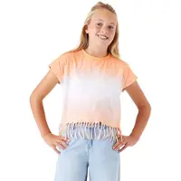 Garcia dip-dye T-shirt oranje/lichtblauw Meisjes Katoen Ronde hals Dip-dye - maat 128/134