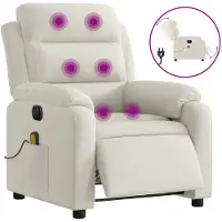 vidaXL Massagestoel elektrisch verstelbaar fluweel crèmekleurig