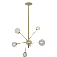 Olucia - KAILY - Hanglamp - Goud / Transparant - 6L - Vorm: Rond