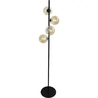 Olucia - REMO - Vloerlamp - Amber / Zwart - Vorm: Bol