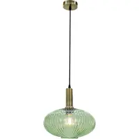 Olucia - CHARLOIS - Hanglamp - Groen / Goud - Vorm: Ovaal