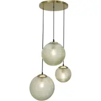 Olucia - DOLF - Hanglamp - Groen / Messing - 3L - Vorm: Rond
