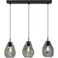 Olucia - EVITO - Hanglamp - Grijs / Zwart - 3L - Vorm: Rechthoek