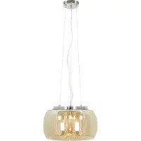 Olucia - LORENZO - Hanglamp - Amber / Chroom - 4L - Vorm: Rond