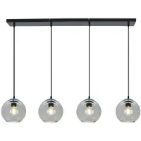 Olucia - GIADA - Hanglamp - Grijs / Zwart - 4L - Vorm: Rechthoek