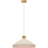 Olucia - FREDDIE - Hanglamp - Beige / Hout - Vorm: Rond