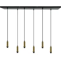 Olucia - RIKA - Hanglamp - Goud / Zwart - 6L - Vorm: Rechthoek