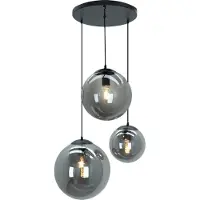 Olucia - DOLF - Hanglamp - Zwart / Grijs - 3L - Vorm: Rond