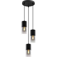 Olucia - HUY - Hanglamp - Zwart / Grijs - 3L - Vorm: Rond