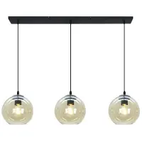 Olucia - GIADA - Hanglamp - Amber / Zwart - 3L - Vorm: Rechthoek