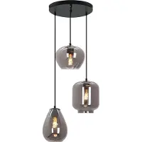 Olucia - CAIA - Hanglamp - Grijs / Zwart - 3L - Vorm: Rechthoek