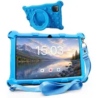 AngelTech Kindertablet XL – 3+4GB RAM - 32+64GB – Android 15 - 100%Kidsproof - Extra Groot – Vanaf 3 Jaar - Ook Voor Volwassen Gebruik - 10 Inch - Ouderlijk Toezicht – Fidgy Beschermhoes – Blauw