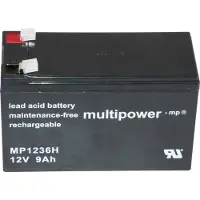 Multipower PB-12-9-6,35 Loodaccu 12 V 9 Ah Loodvlies (AGM) (b x h x d) 151 x 102 x 65 mm Kabelschoen 6.35 mm Onderhoudsvrij, Geringe zelfontlading