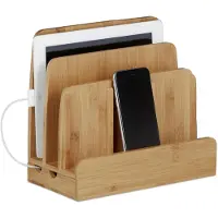 Relaxdays Telefoon houder met oplaad functie, Tablet houder Bureau-organizer