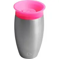 Munchkin Kinderservies + bestek, roestvrijstalen drinkbeker, roze, Miracle 360, 12m+, 296ml, 01245101