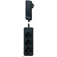 Bachmann SmartPlug, platte stekker, stekkerdoos met 3 stopcontacten, zwart, 1,6 meter