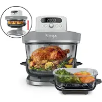 Ninja CRISPi PRO XL, glazen airfryer, 5 vooraf ingestelde kookstanden, inclusief 5,7 L en 2,3 L CleanCrisp glazen kommen met opbergdeksels, AS090EUWH wit