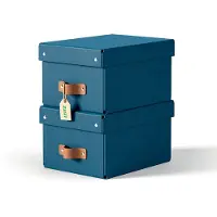 Leitz Puro Kleine Opbergdoos met Deksel - Set van 2 - 7L - 100% Gerecycled Karton - Donkerblauw