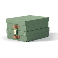 Leitz Puro Middelgrote Lage Opbergdoos met Deksel - Set van 2 - 8L - 100% Gerecycled Karton - Groen