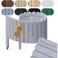 Pemicont rolborder hout - 100 cm - 10 cm hoog - zilver - ronde bovenkant - boomspiegel - grenen