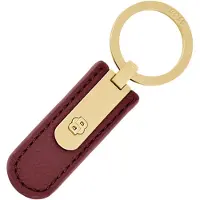 BOSS Bordeauxrode sleutelhanger met nerfstructuur en goudkleurige Double B-hardware