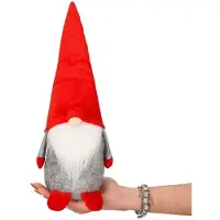 Springos Kerstfiguur - - Gnoom 35 cm - Vilt - Lange baard - Rode handschoenen en schoenen