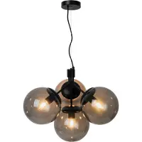 Noortrade 4 Lichts Hanglamp Ivona Zwart Met Smoke Glas