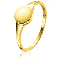 Zinzi Gold 14 krt gouden monogram ring met ovaal plaatje van 7mm ZGR406