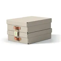 Leitz Puro Middelgrote Lage Opbergdoos met Deksel - Set van 2 - 8L - 100% Gerecycled Karton - Beige