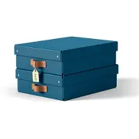 Leitz Puro Middelgrote Lage Opbergdoos met Deksel - Set van 2 - 8L - 100% Gerecycled Karton - Donkerblauw
