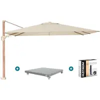 Platinum Challenger zweefparasol Premium T2 2,6x3,5 m - Champagne teak + voet en hoes