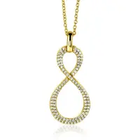 Zinzi 35mm gold plated zilveren hanger Infinity bezet met witte zirconia's ZIH2570Y (zonder collier)