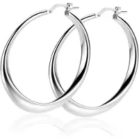 Zinzi 40mm zilveren oorringen met organisch gevormde buis 3,5mm breed en handige bovensluiting ZIO2702