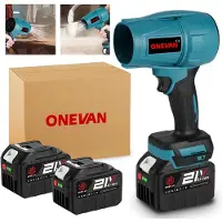 ONEVAN Elektrische Bladblazer - 256 m/s Turbo Jet Blazer - Handblazer - Borstelloze Bladblazer - met 2x 6.0Ah accu‘s en lader - voor het blazen van bladeren en stof