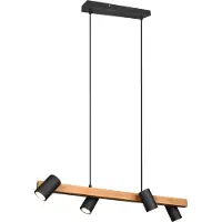TRIO Richtbare hanglamp Marley Zwart met hout
