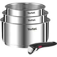 Tefal INGENIO EMOTION Set van 3 steelpannen 16/18/20 cm+1 steel - Roestvrij staal - Alle branders inclusief inductie L896S404