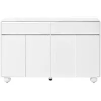 STILVORA Dressoir - Gebogen Deurdesign Met 2 Lades En 4 Deuren - Opbergkast Voor Woonkamer En Hal - MDF - 140x38x89 Cm - Wit
