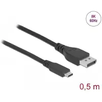 DeLOCK Bidirectional USB Type-C to DisplayPort Cable (DP Alt Mode) 8K 60 Hz 0.5 m DP 8K certified