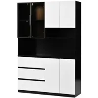 MODFU - Keukenkast - LED Verlichting - 3 Lades - 6 Deuren - Zwart Wit
