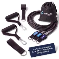 Vitalic Fitness elastiek 30, 40 en 50kg weerstandsbanden met handvatten -