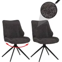 Mendler Set van 2 eetkamerstoelen -O48, keukenstoel, draaibaar met Auto-Return, stof/textiel chenille (320 g/m²) ~ grijs