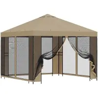 vidaXL Tuin gazebo met zijwanden 3 x 3 m Beige Polyester en Staal