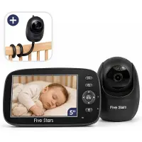 Five Stars Dream One - Babyfoon met Camera - 720p HD - 5 inch Display - Zwart