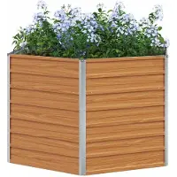 vidaXL Verhoogde Tuinbak Lichtbruin 129 x 129 x 77 cm Gegevens staal