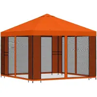 vidaXL Tuin gazebo met zijwanden 3 x 3 m Oranje Polyester en Staal