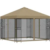 vidaXL Tuinpaviljoen met zijwanden, 3 x 3 meter, beige